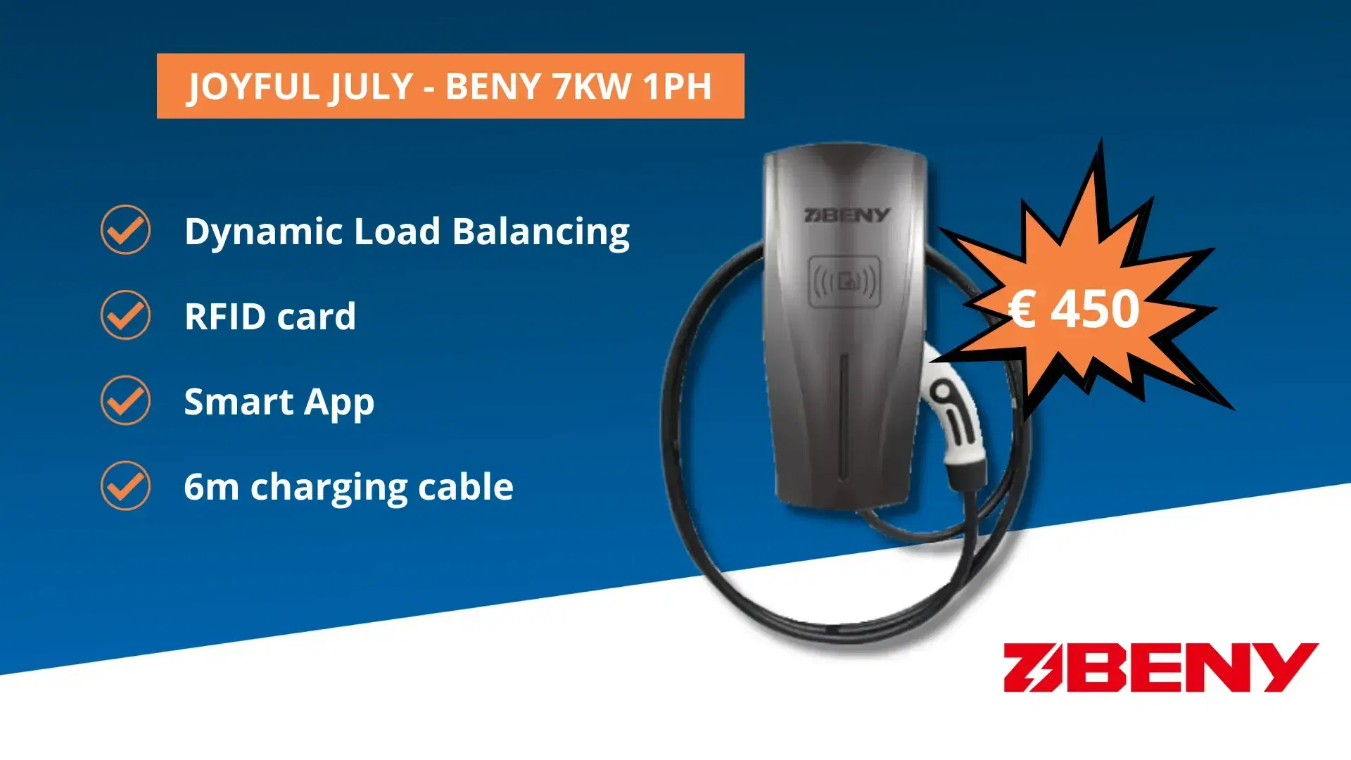 Joyfull July promotion on the Beny 7kW Single phase charger