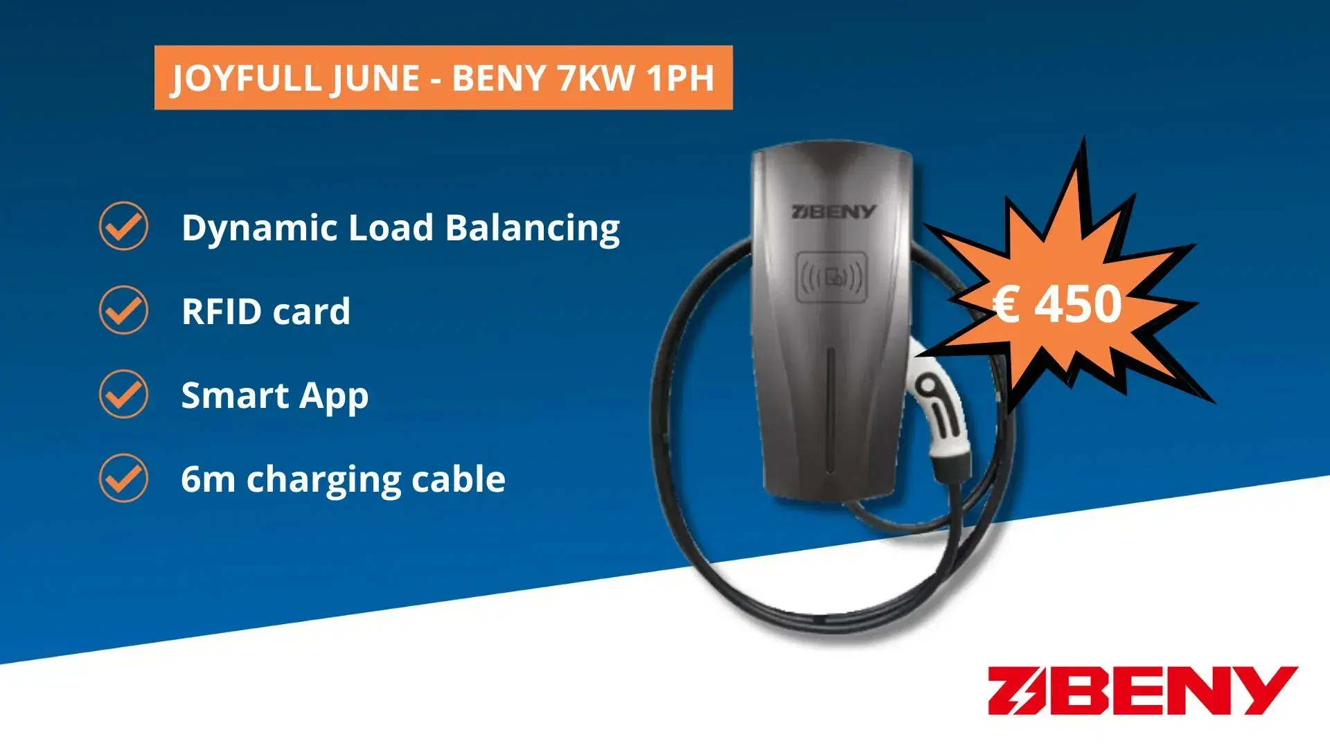 Joyfull June promotion on the Beny 7kW Single phase charger