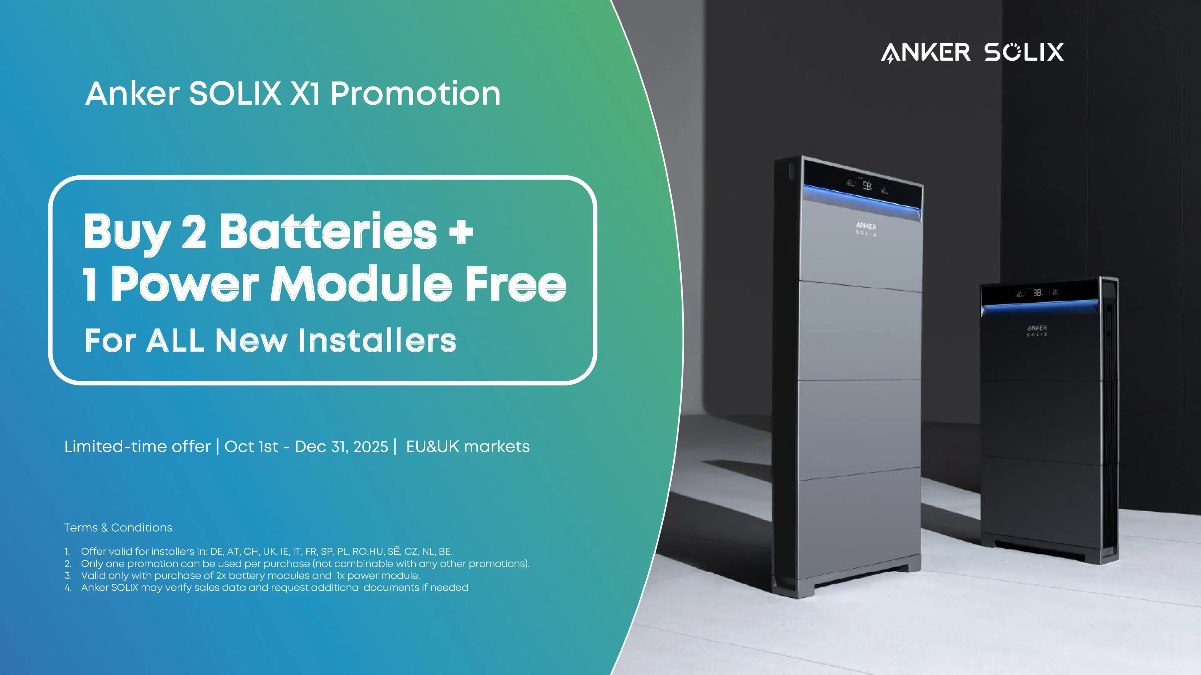 Buy 2 batteries + 1 power module free