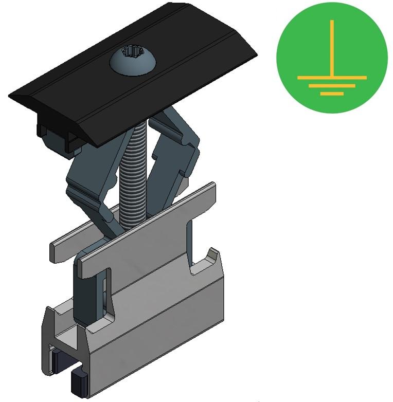 VDV ValkPitched Anodised Universal panel Mid Clamp Black