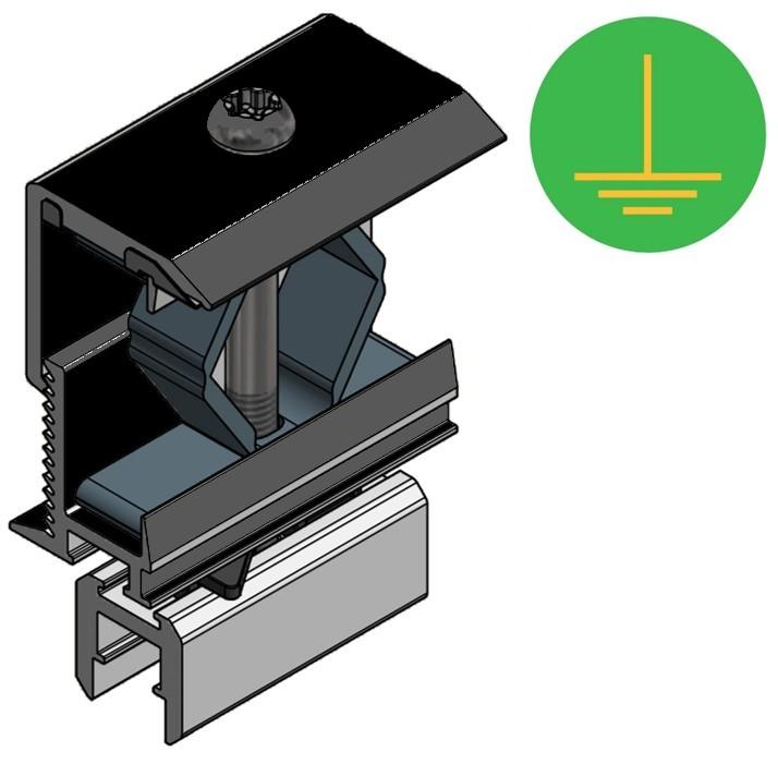 VDV ValkPitched Anodised Universal panel End Clamp Black
